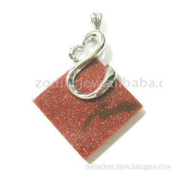 925 sterling silver pendant with gold sandstone setting